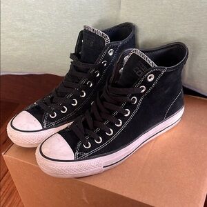 High top black suede Converse Cons